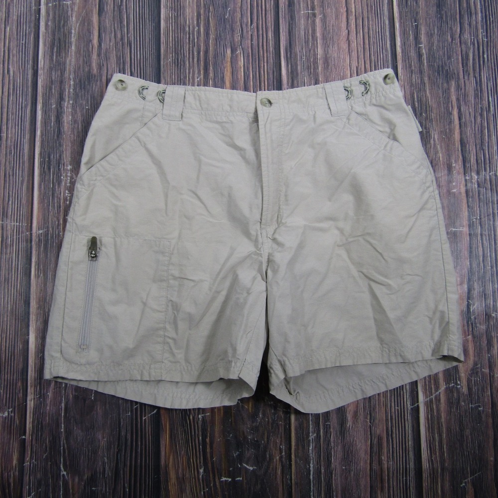 Columbia Shorts Womens 12 Beige Hiking Nylon Lined Adjustable Waist 5 Inseam